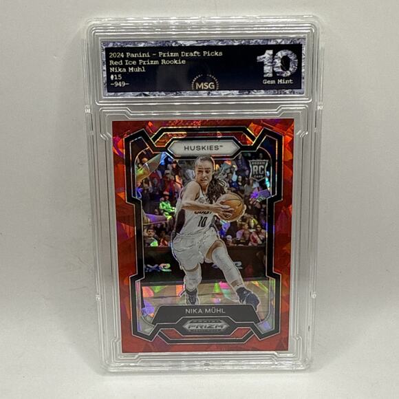2024 Prizm Draft Picks Nika Muhl Red Ice Prizm #15 Rookie Graded 10 WNBA Foil - Picture 1 of 2